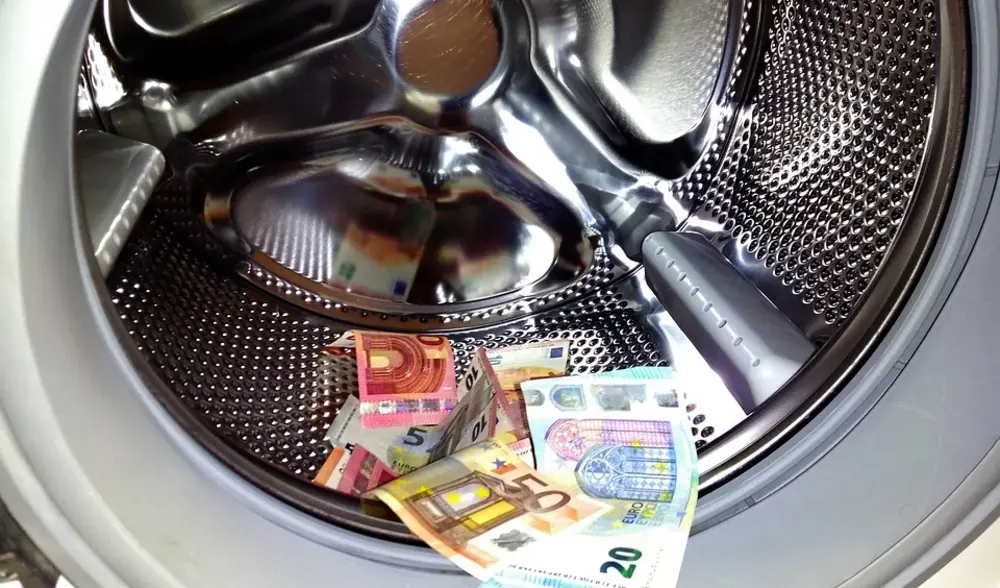 Washing machine with Euro Notes inside