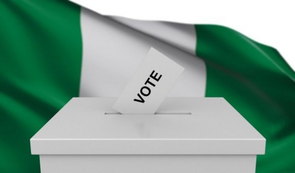 Nigerian flag and a voting box